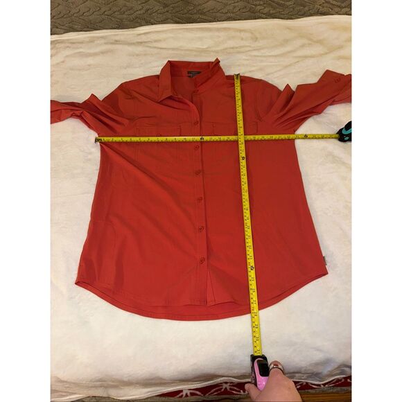 Eddie Bauer Large Long Sleeve Departure Shirt Collared Button Down Dark Coral - Picture 9 of 11